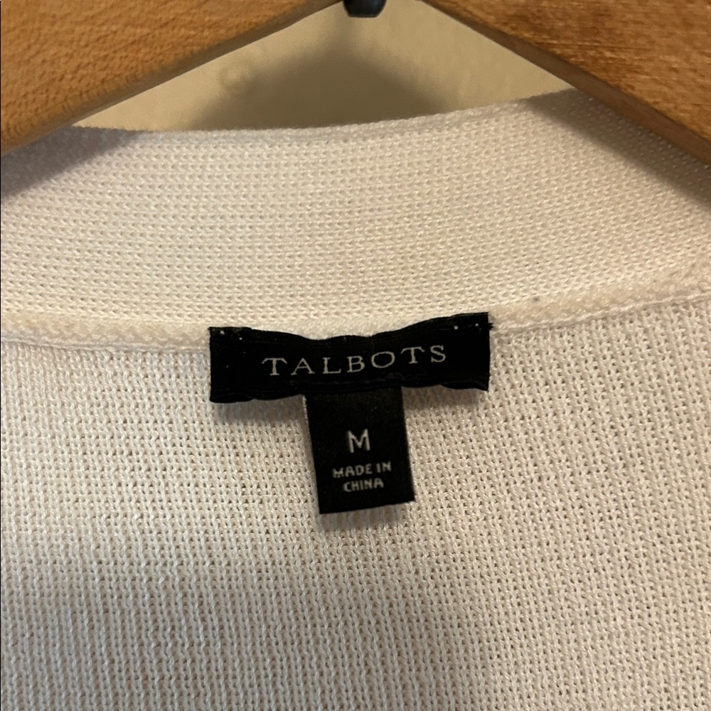 Talbots Cream Open-Front Cardigan - Picture 2 of 5